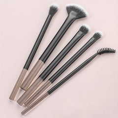 5pcs Glitter Clear Handle Makeup Brush Set