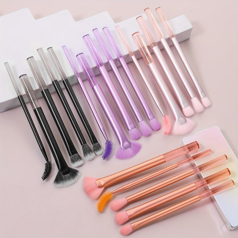 5pcs Glitter Clear Handle Makeup Brush Set