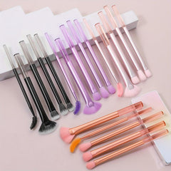 5pcs Glitter Clear Handle Makeup Brush Set