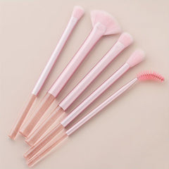 5pcs Glitter Clear Handle Makeup Brush Set