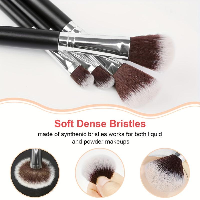 Complete 32Pcs Makeup Brush Set with 2 Triangle Velvet Powder Puffs