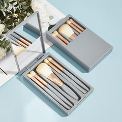 5Pcs Makeup Brush Set with Mirror and Storage Case