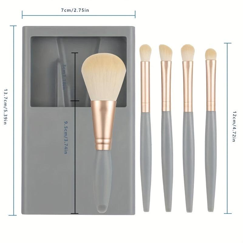 5Pcs Makeup Brush Set with Mirror and Storage Case