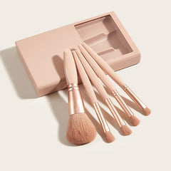 5Pcs Makeup Brush Set with Mirror and Storage Case
