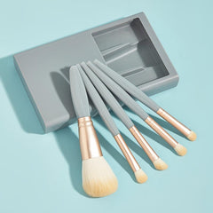 5Pcs Makeup Brush Set with Mirror and Storage Case