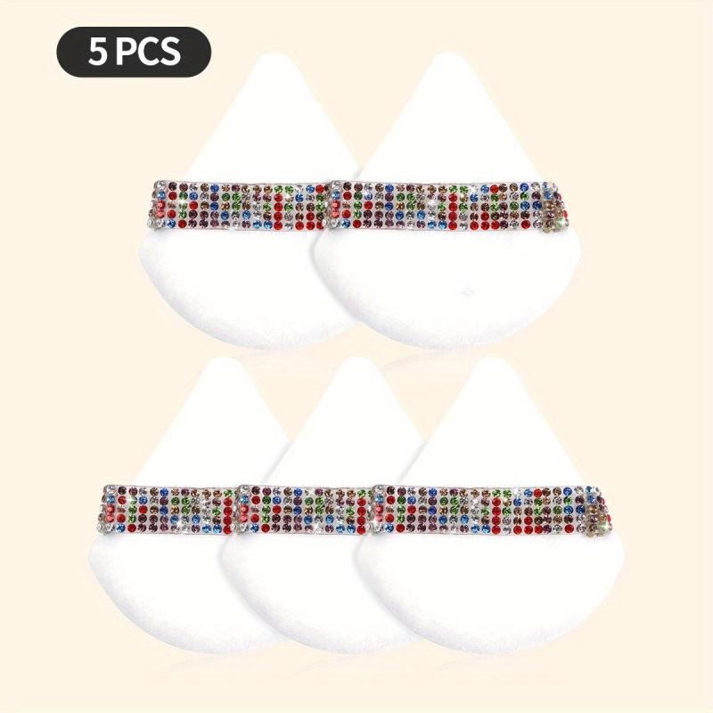 5 Pcs Colorful Crystal Face Soft Makeup Puffs Triangle Powder Puffs