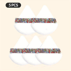 5 Pcs Colorful Crystal Face Soft Makeup Puffs Triangle Powder Puffs