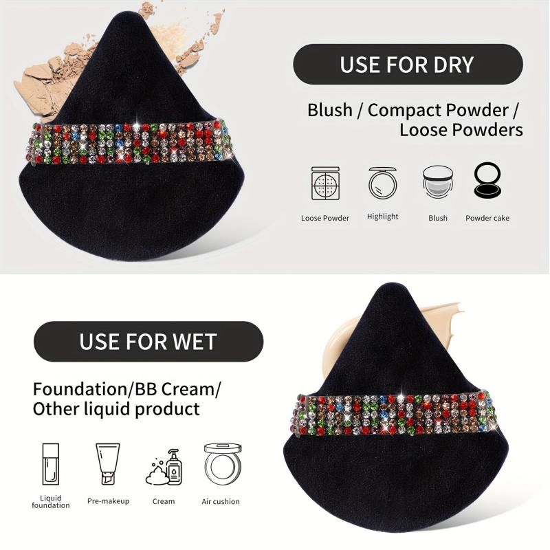5 Pcs Colorful Crystal Face Soft Makeup Puffs Triangle Powder Puffs