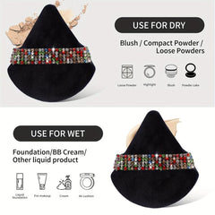 5 Pcs Colorful Crystal Face Soft Makeup Puffs Triangle Powder Puffs