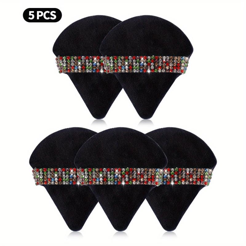 5 Pcs Colorful Crystal Face Soft Makeup Puffs Triangle Powder Puffs