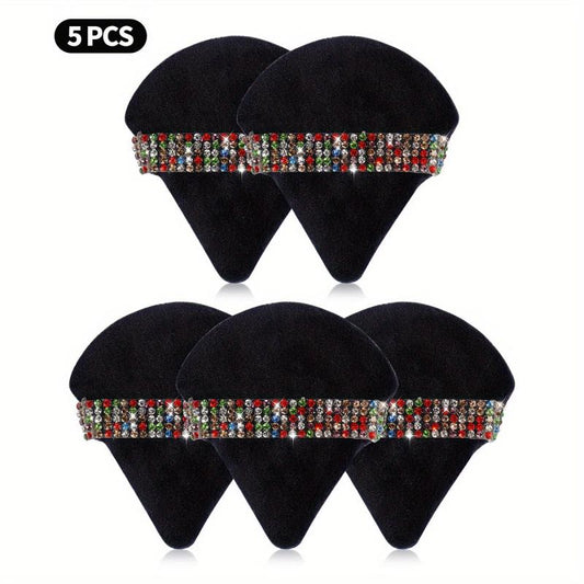 5 Pcs Colorful Crystal Face Soft Makeup Puffs Triangle Powder Puffs
