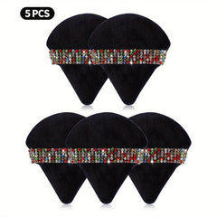 5 Pcs Colorful Crystal Face Soft Makeup Puffs Triangle Powder Puffs