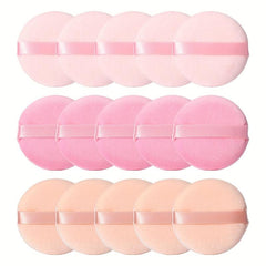 15pcs Round Velvet Powder Puff Set for Makeup Beginners