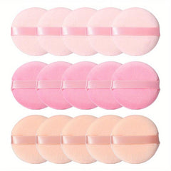 15pcs Round Velvet Powder Puff Set for Makeup Beginners