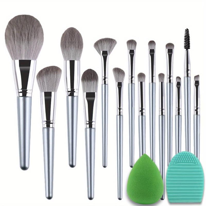 14pcs Makeup Brush Set with Silicone Pad Mat and Sponge