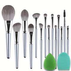 14pcs Makeup Brush Set with Silicone Pad Mat and Sponge
