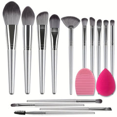 14pcs Makeup Brush Set with Silicone Pad Mat and Sponge