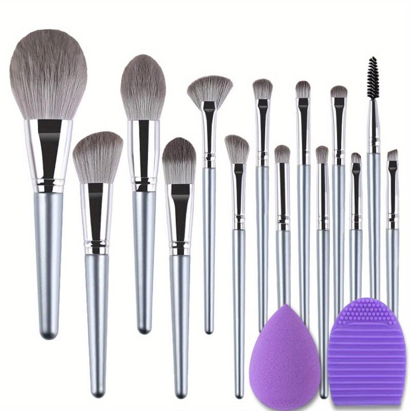 14pcs Makeup Brush Set with Silicone Pad Mat and Sponge