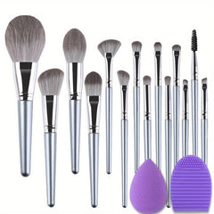 14pcs Makeup Brush Set with Silicone Pad Mat and Sponge