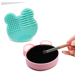 Cartoon Makeup Brush Cleaning Box with Removal Sponge