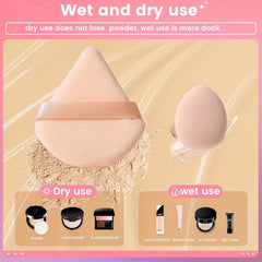 Facial Makeup Tools Set 2pcs Mini Sponge Beauty Egg & 2 Fan-shaped Powder Puffs