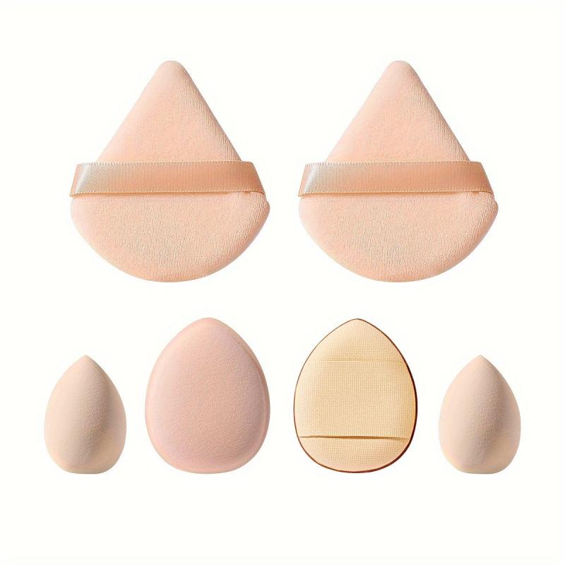 Facial Makeup Tools Set 2pcs Mini Sponge Beauty Egg & 2 Fan-shaped Powder Puffs