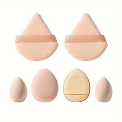 Facial Makeup Tools Set 2pcs Mini Sponge Beauty Egg & 2 Fan-shaped Powder Puffs