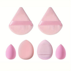 Facial Makeup Tools Set 2pcs Mini Sponge Beauty Egg & 2 Fan-shaped Powder Puffs
