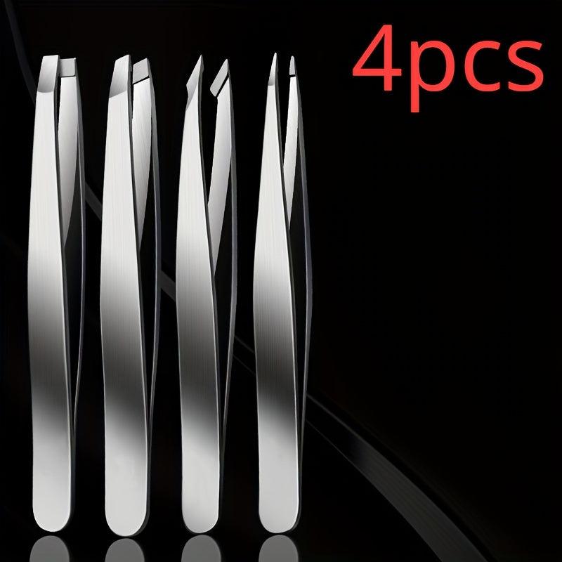 4pcs Professional Tweezers Set for Eyebrow Hair Removal Splinter & Ingrown Hair
