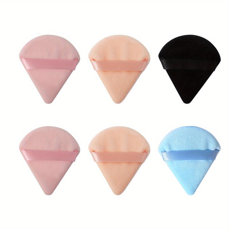 6pcs Double Sided Flocked Puffs Makeup Sponges
