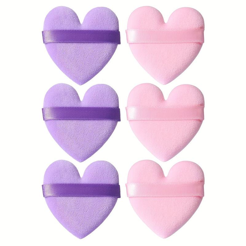 6pcs Double Sided Flocked Puffs Makeup Sponges