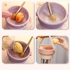 3-in-1 Powder Puff Cleaning & Storage Box - Makeup Sponge Brush Drying Cleaner