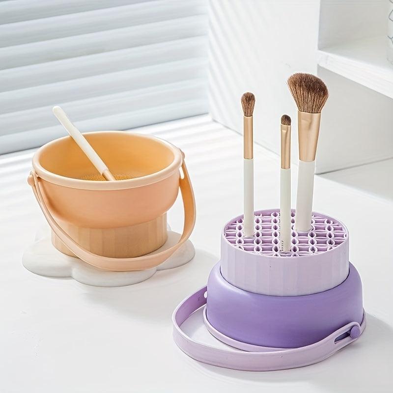 3-in-1 Powder Puff Cleaning & Storage Box - Makeup Sponge Brush Drying Cleaner