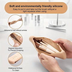 Travel Makeup Brush Holder Organizer Bag Case Silicone Cosmetic Brushes Pouch