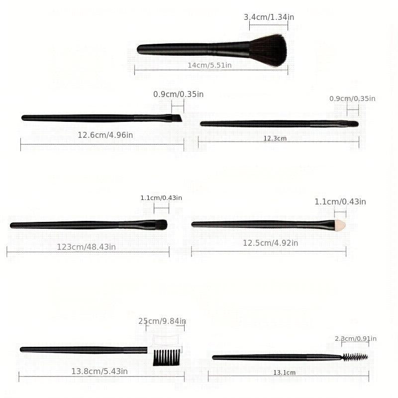 7pcs Makeup Brush Set Dual Side Eyelash Eyebrow Brush Comb Sponge Head