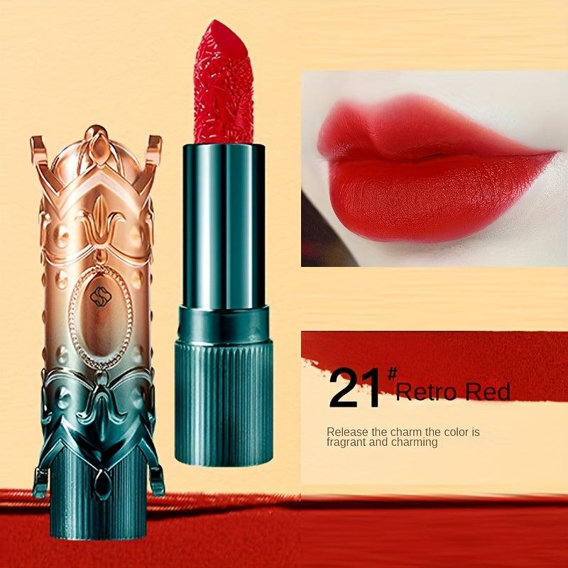 Velvet Matte Embossed Lipstick Carving Waterproof Long Lasting Lipstick