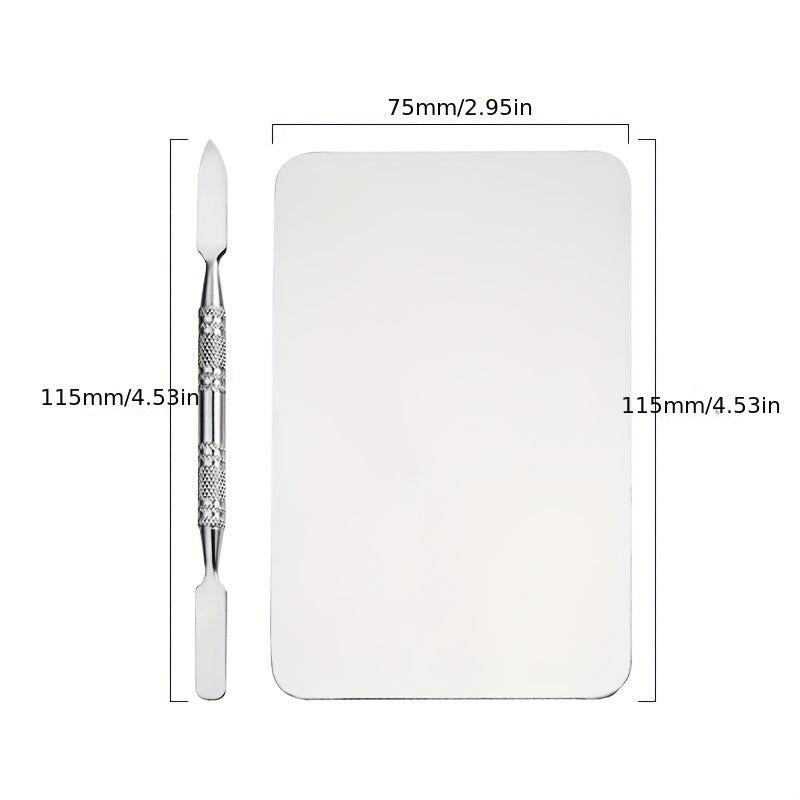 Makeup Mixing Palette Stick Set Stainless Steel Metal Mixing Tray With Spatula