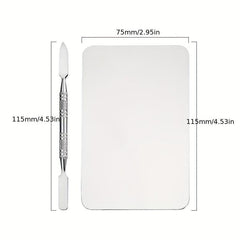 Makeup Mixing Palette Stick Set Stainless Steel Metal Mixing Tray With Spatula