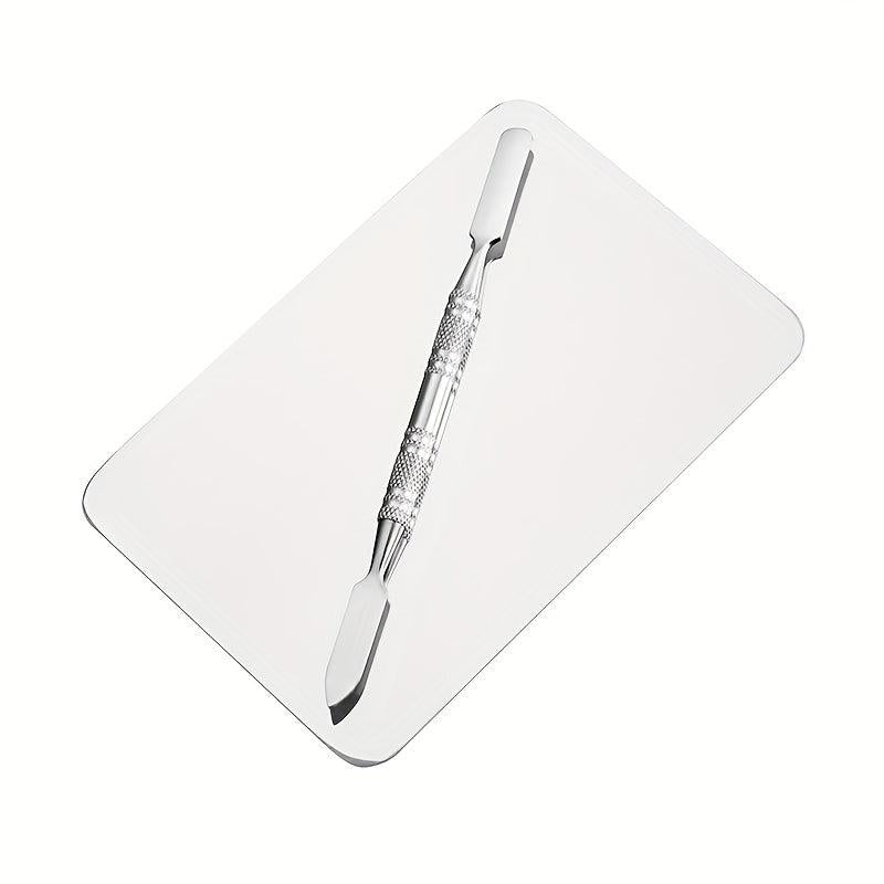 Makeup Mixing Palette Stick Set Stainless Steel Metal Mixing Tray With Spatula