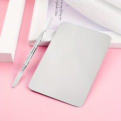Makeup Mixing Palette Stick Set Stainless Steel Metal Mixing Tray With Spatula