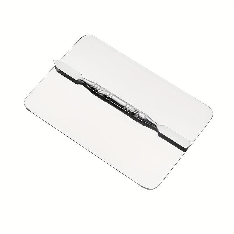 Makeup Mixing Palette Stick Set Stainless Steel Metal Mixing Tray With Spatula