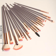 20Pcs Champagne Eye Brush Set - Foundation, Powder, Eye Shadow, Eyeliner