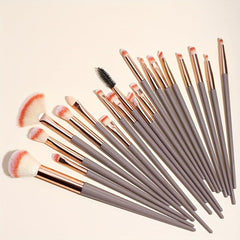 20Pcs Champagne Eye Brush Set - Foundation, Powder, Eye Shadow, Eyeliner
