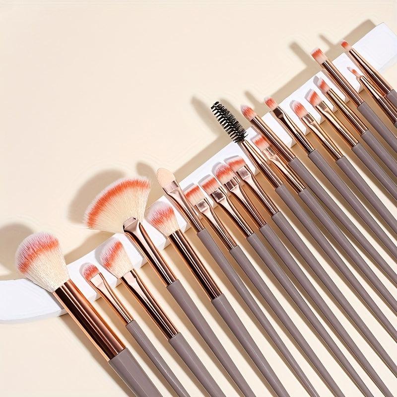20Pcs Champagne Eye Brush Set - Foundation, Powder, Eye Shadow, Eyeliner