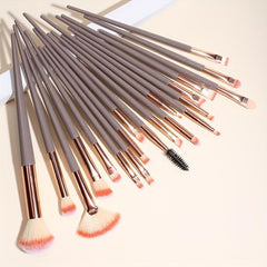 20Pcs Champagne Eye Brush Set - Foundation, Powder, Eye Shadow, Eyeliner