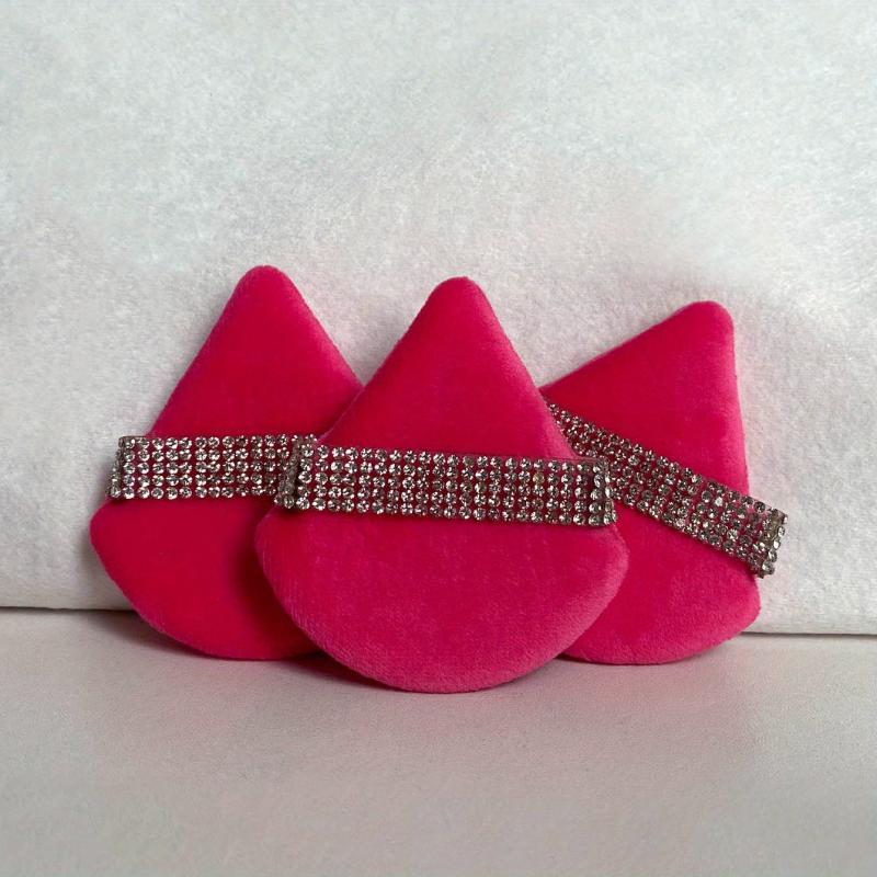 Crystal Powder Puff Triangle Rhinestone Decor Soft Cosmetic Sponge