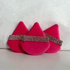 Crystal Powder Puff Triangle Rhinestone Decor Soft Cosmetic Sponge