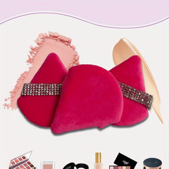 Crystal Powder Puff Triangle Rhinestone Decor Soft Cosmetic Sponge