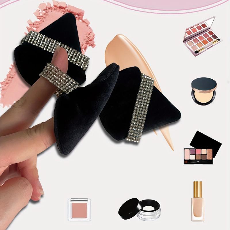 Crystal Powder Puff Triangle Rhinestone Decor Soft Cosmetic Sponge