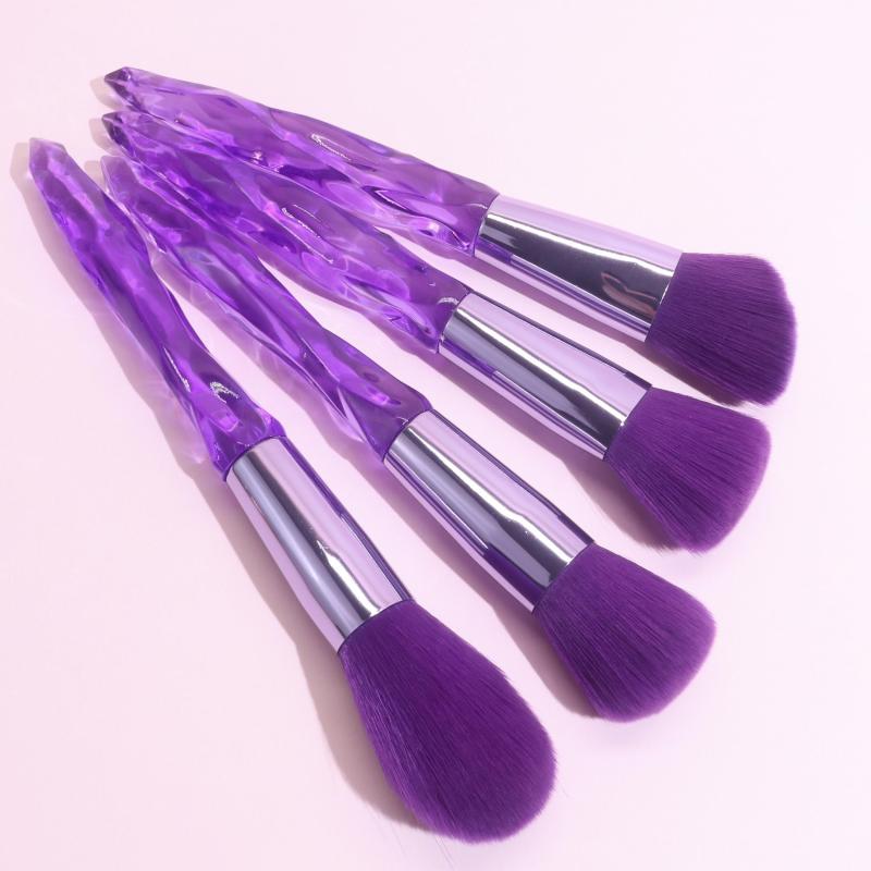 10PCS Purple Crystal Makeup Brushes Set Synthetic Bristles Powder Foundation